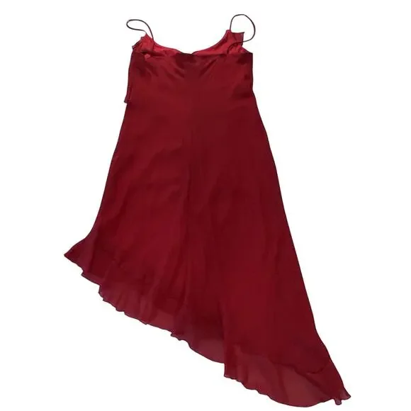 Vtg 90s Y2K City Triangles Red Asymmetrical Ruffle Dress Whimsigoth Fairy 11 - Picture 5 of 10